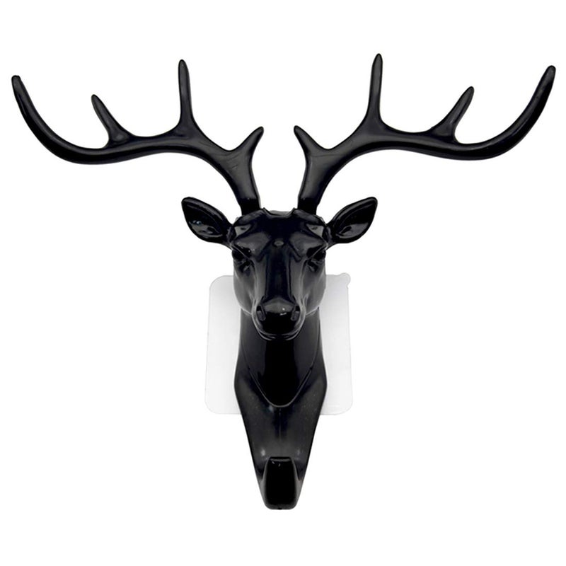 Sipery 2Pcs Deer Head Hooks Self Adhesive Deer Antler Hooks Hanger Decorative Animal Wall Key Holders for Home or Office - Image 2